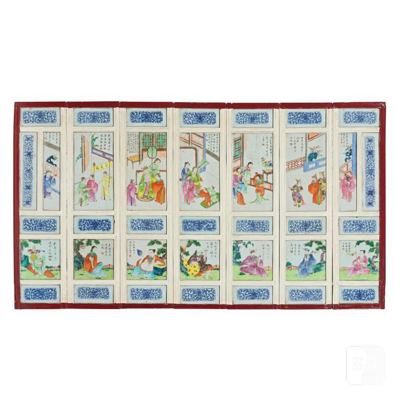 清晚期 粉彩人物圖屏 | A FAMILLE ROSE 'FIGURATIVE' SCREEN - 图6